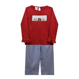 Vive La Fete Girl's Farm Smocked Pant Set