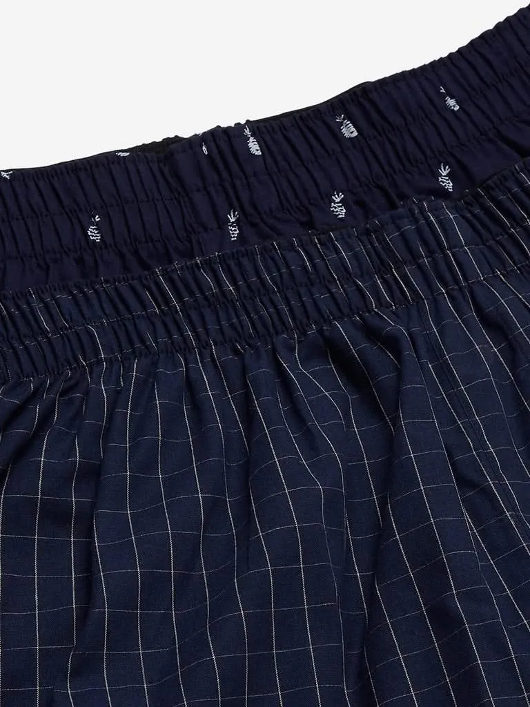 WES Lounge Navy Relaxed Fit Boxers Set of Two