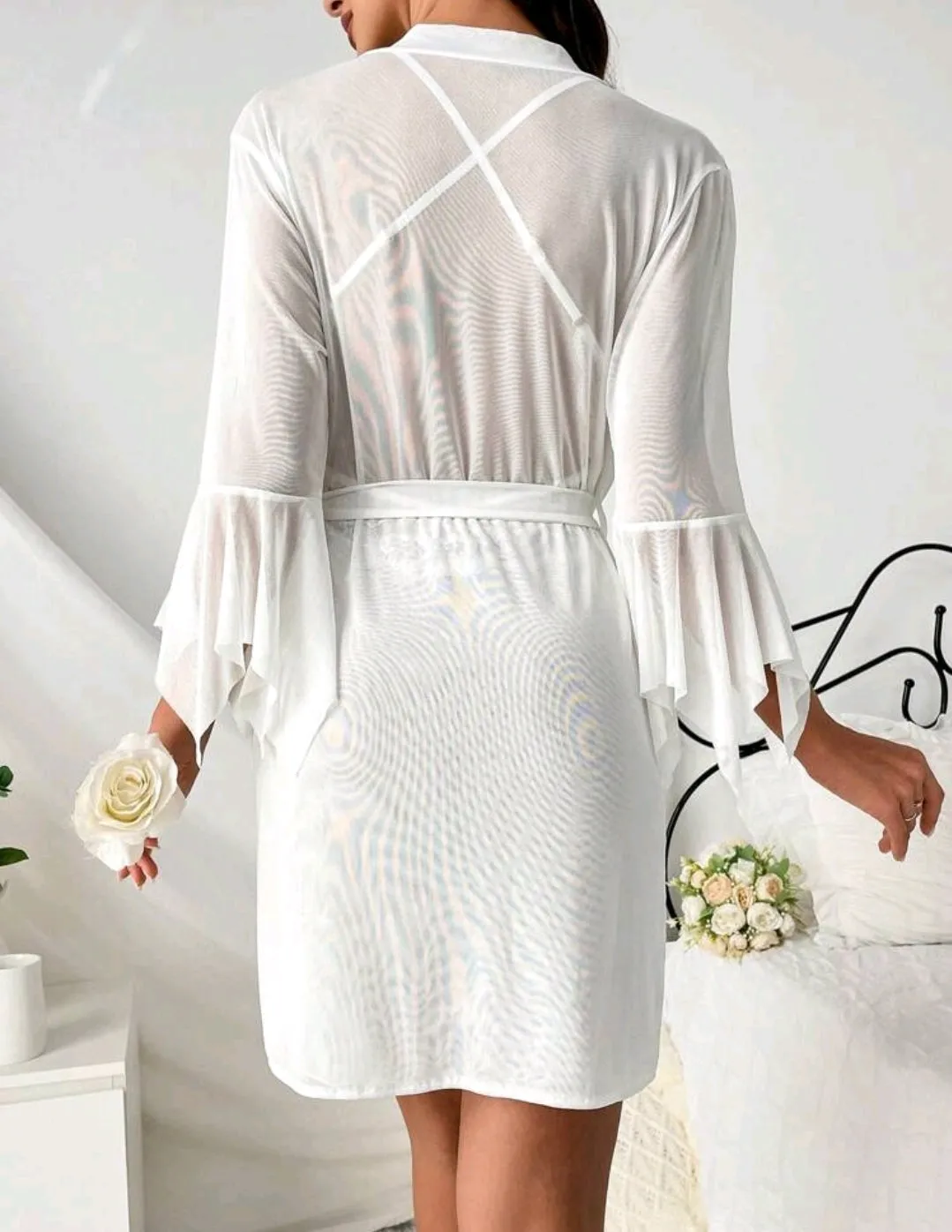 White Chiffon 2 Piece Night Dress Set