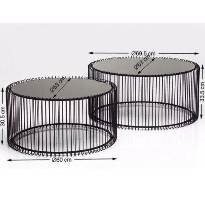 Wire Glass Coffee Table (2/Set)