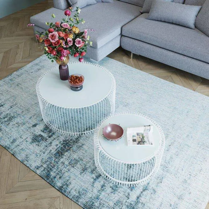 Wire Glass Coffee Table (2/Set)