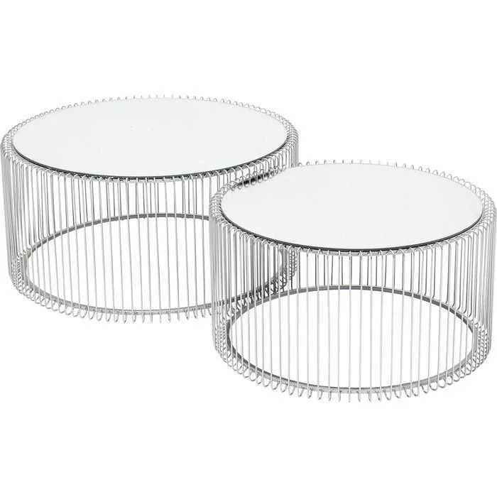 Wire Glass Coffee Table (2/Set)