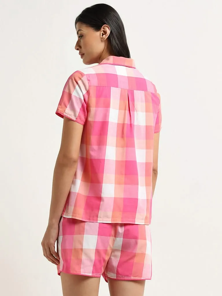 Wunderlove Multicolour Checked Cotton Shirt and Shorts Set