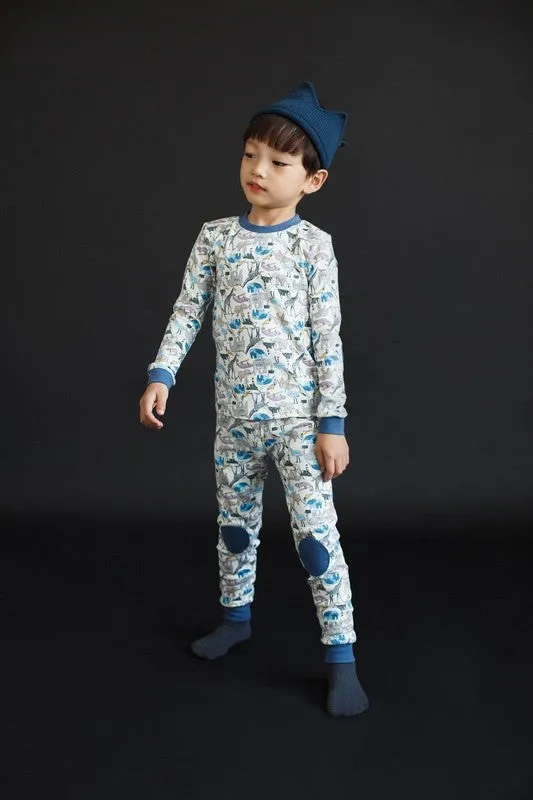 Zoo Animal Long Sleeve Pajama (Yellow/Blue)