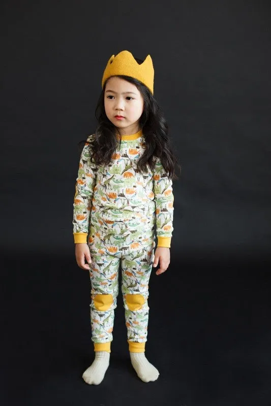 Zoo Animal Long Sleeve Pajama (Yellow/Blue)