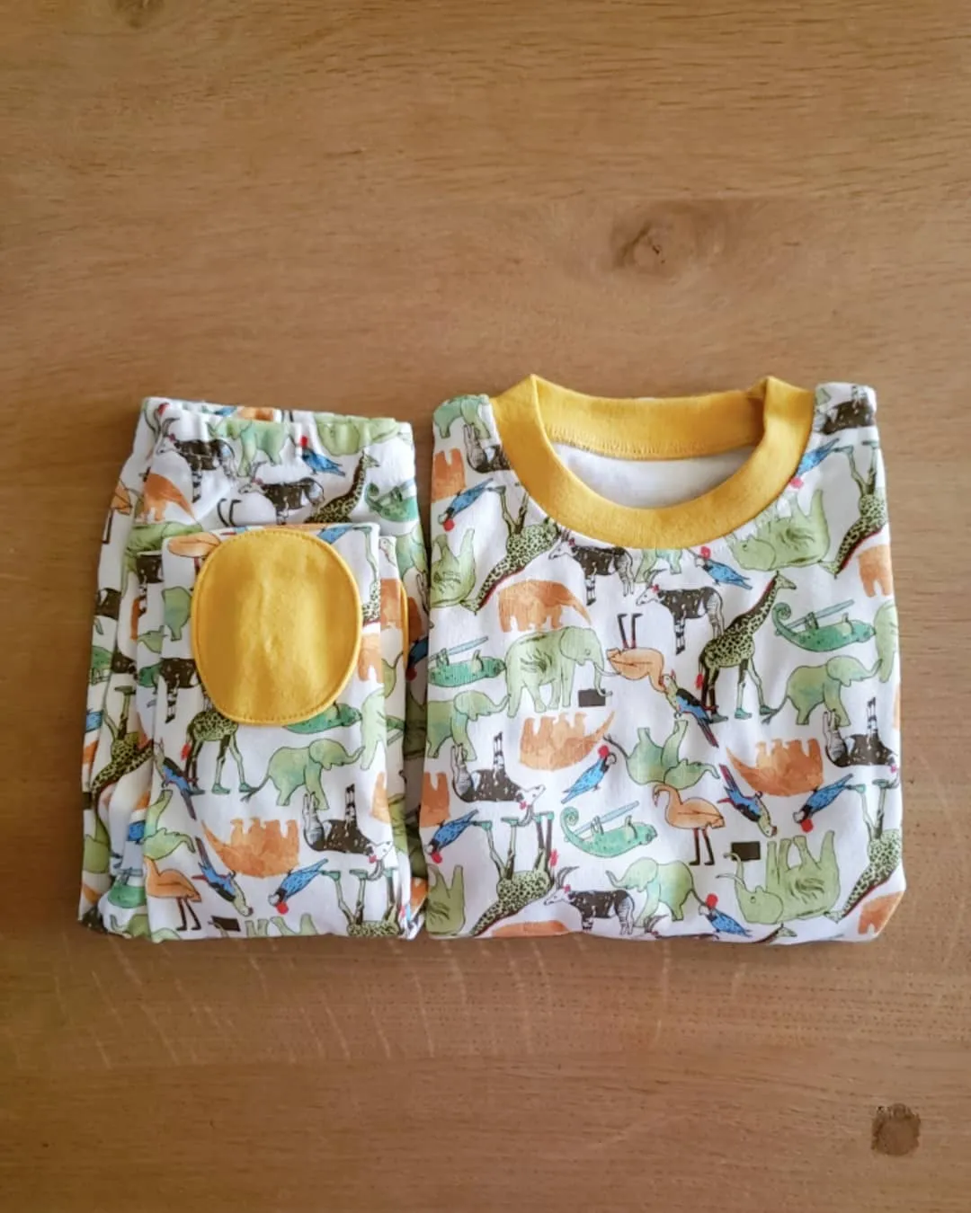 Zoo Animal Long Sleeve Pajama (Yellow/Blue)